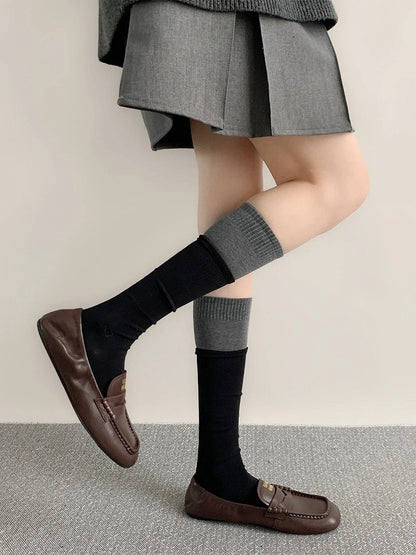 Two-Tone Ribbed Calf Socks