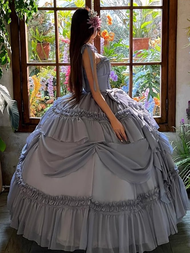 Lila Kleid Länge Boden Taille Staubigen Korsett Ballkleid Wunderschöne
