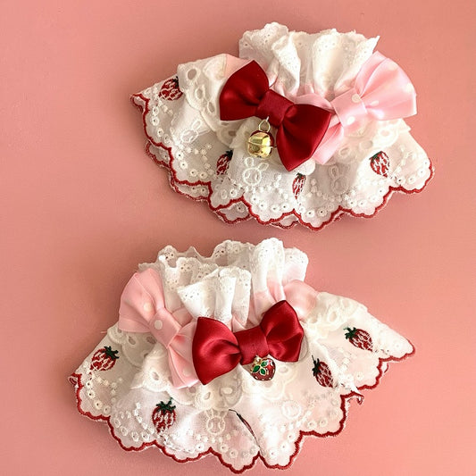 Sweet Wrist Cuffs Embroidery Strawberry Cute Rabbit Lolita and