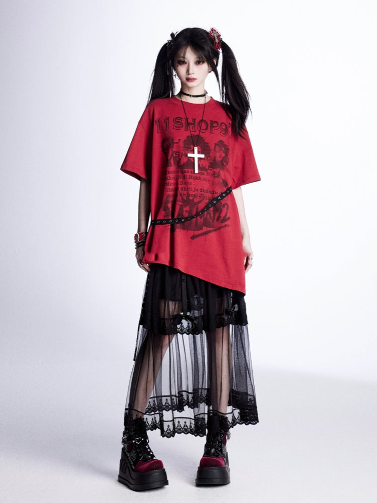 Tiered Mesh Skirt Trim Black Lace