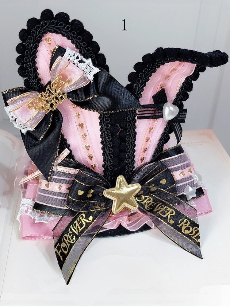 Lolita And Heart Options Bowknot Bunny Star Idol BlackPink Hat Details Mini 2 Ears Decorated