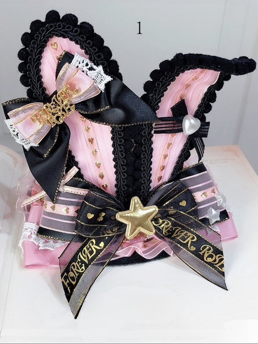 Lolita And Heart Options Bowknot Bunny Star Idol BlackPink Hat Details Mini 2 Ears Decorated