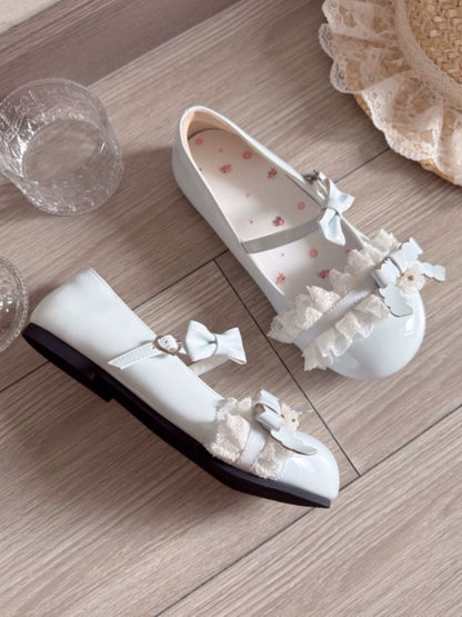 - Flat Baby Ruffled Lace Style Blue Mary Sweet Janes