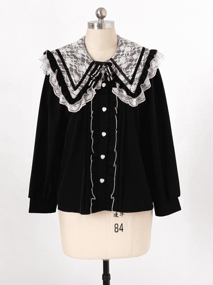 with Blouse Style Romance Lace Kei Jirai Dark | Pointed Chiffon