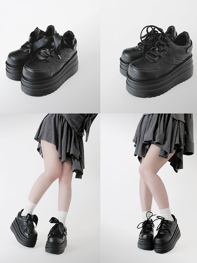 Black Lace-up Closure Jirai with Design Platforms Kei