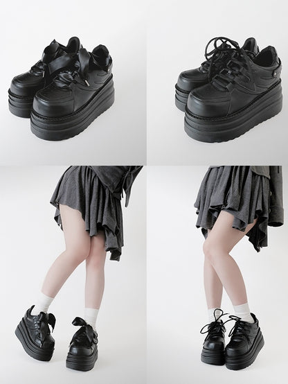 Black Lace-up Closure Jirai with Design Platforms Kei