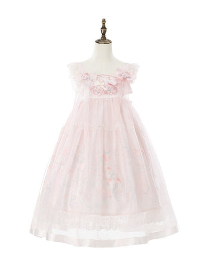 Chinoiserie Frog & Peach Embroidered Hanfu Dress with Overlay & Bows - Yimu Walnut