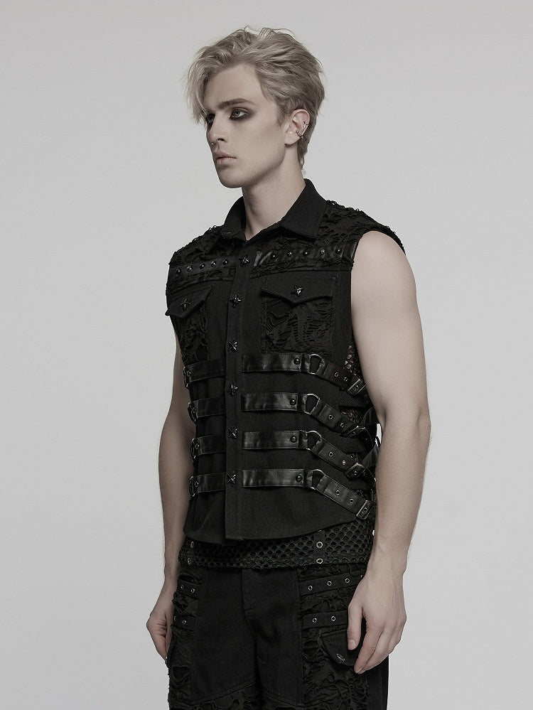 Black Men's Cyberpunk Vest
