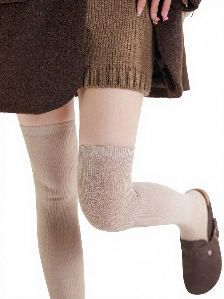 Six-Color Solid Ribbed Overknee Stockings - ModaSwings