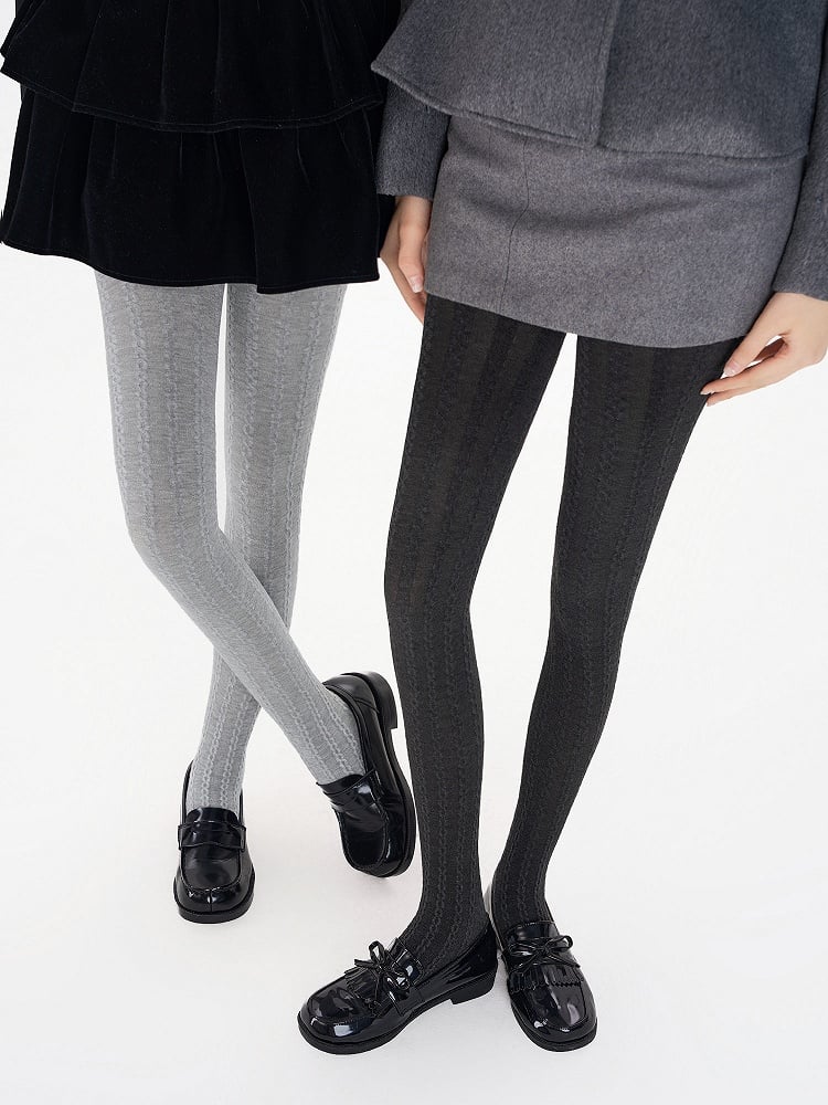 Knit Tights Thermal Cable 4-Color