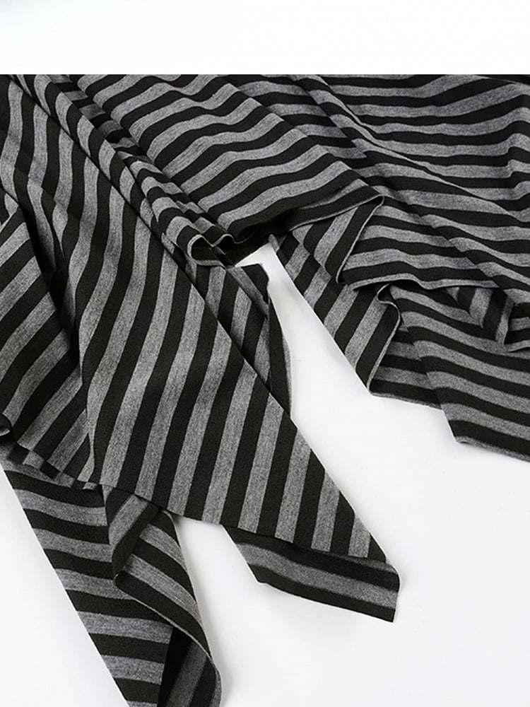 Striped Pattern Y2K Black Handkerchief Hem