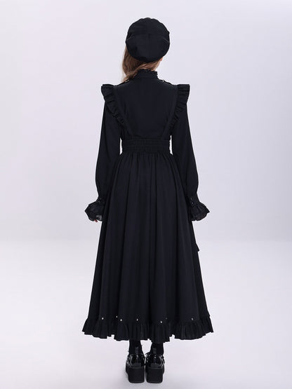 Ruffled High-Slit Black Apron Dress for Dark Maid Ouji - DevilInspired Exclusive Collection