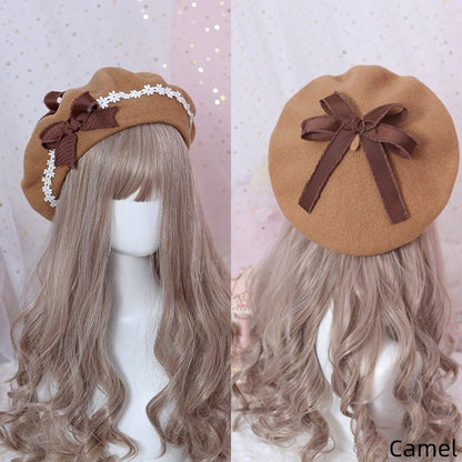 Bowknot Colors Beret Sweet Lolita Daisy 6