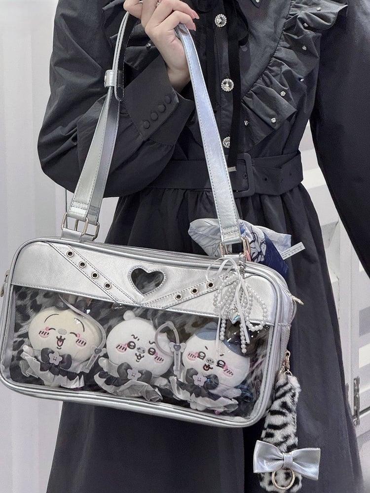 Ita Tail Shiny Shoulder Leopard Cute Bag with Silver Charm Decorated