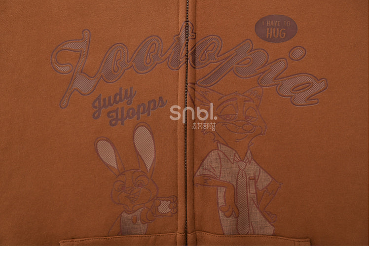 Zootopia Judy und Nick Print Brauner Reißverschluss-Hoodie