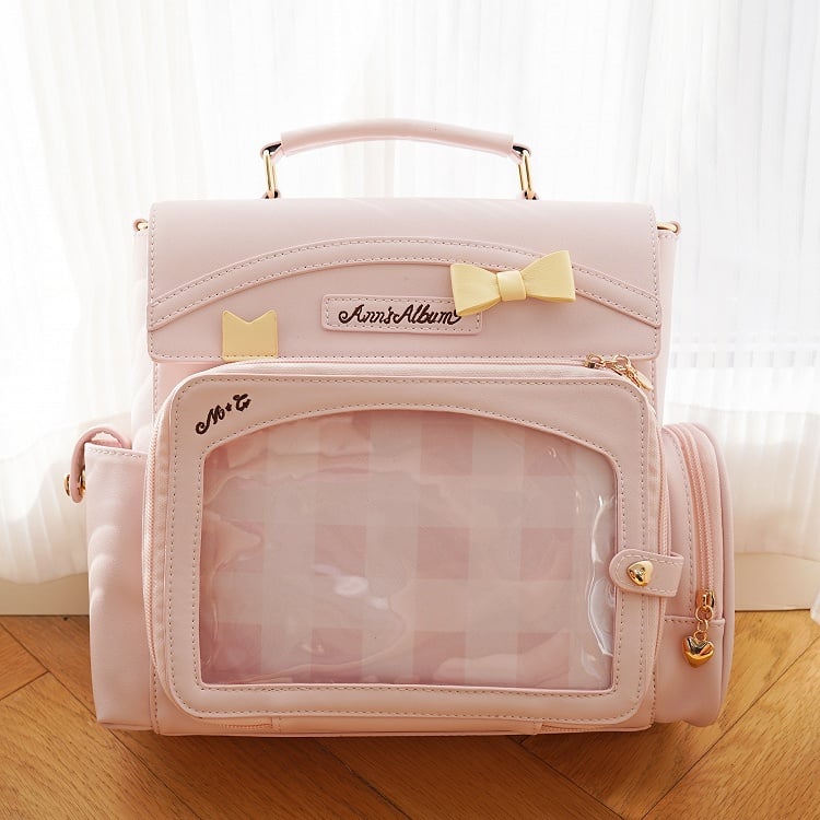Ita Bow With Pink Transparent 2-Way And Window Bag Decoration