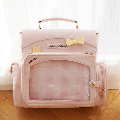 Ita Bow With Pink Transparent 2-Way And Window Bag Decoration