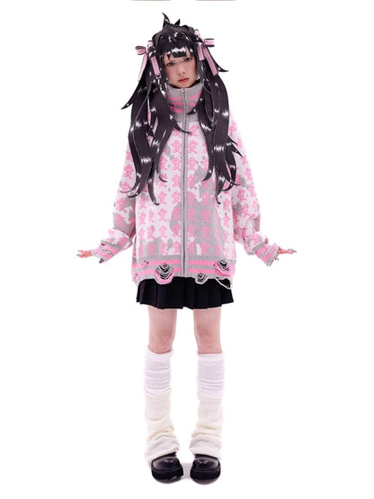 Black/Pink Bow Double Ponytail Cartoon Hat