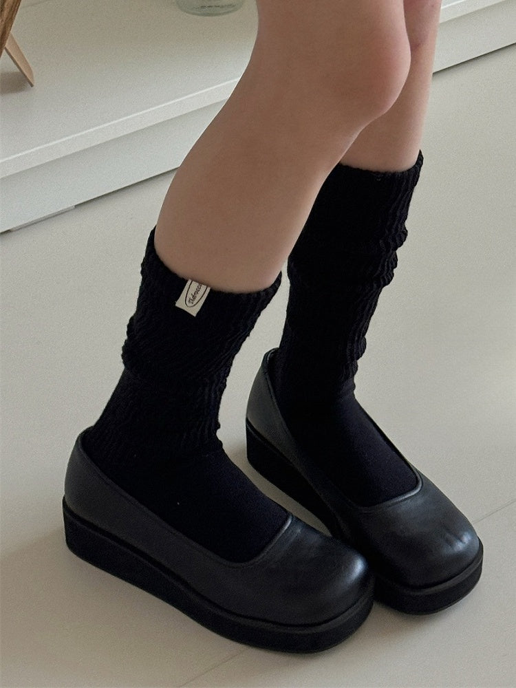 Black Knitted Calf Socks