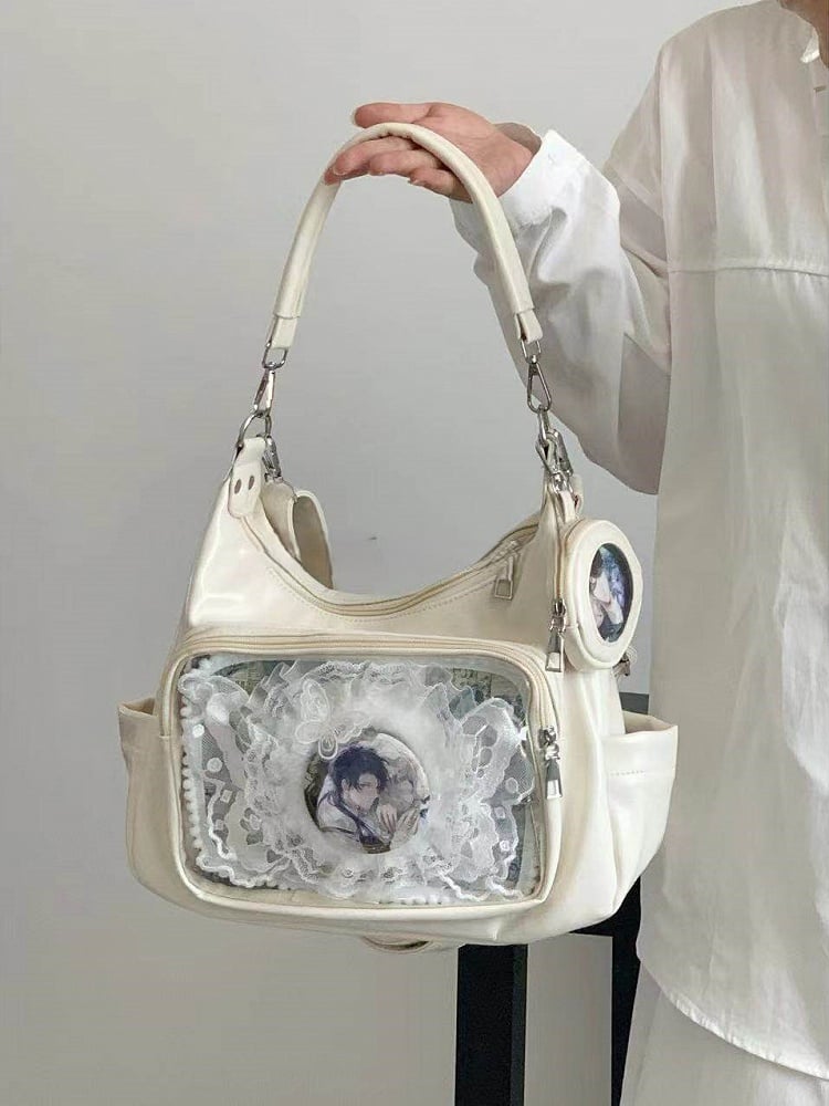 Shoulder Crossbody / Convertible Colors Bag with Badge 7 Charm Strap Ita