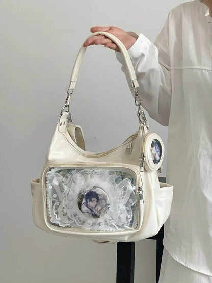 Shoulder Crossbody / Convertible Colors Bag with Badge 7 Charm Strap Ita