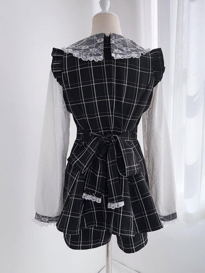 ピーターパンカラーの長袖ドレスショーツ