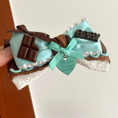 Set Colored Mint - Dreamy Hairclip Chocolate Bowknot