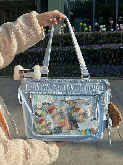 Kapazität Tote Rüschenband Schleife Große Ita Tasche Trim Blau