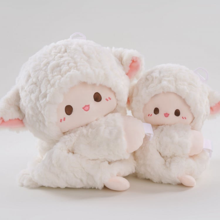 かわいい子羊の白いぬいぐるみバックパック/クロスボディ