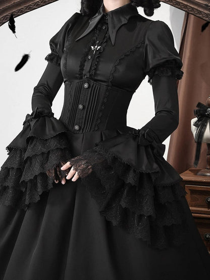with Lolita Black Blouse Wings Gothic Sleeves Collar Bat Detachable