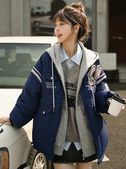 Zootopia Judy Applikation Dunkelblaue Daunenjacke Abnehmbare Ärmel