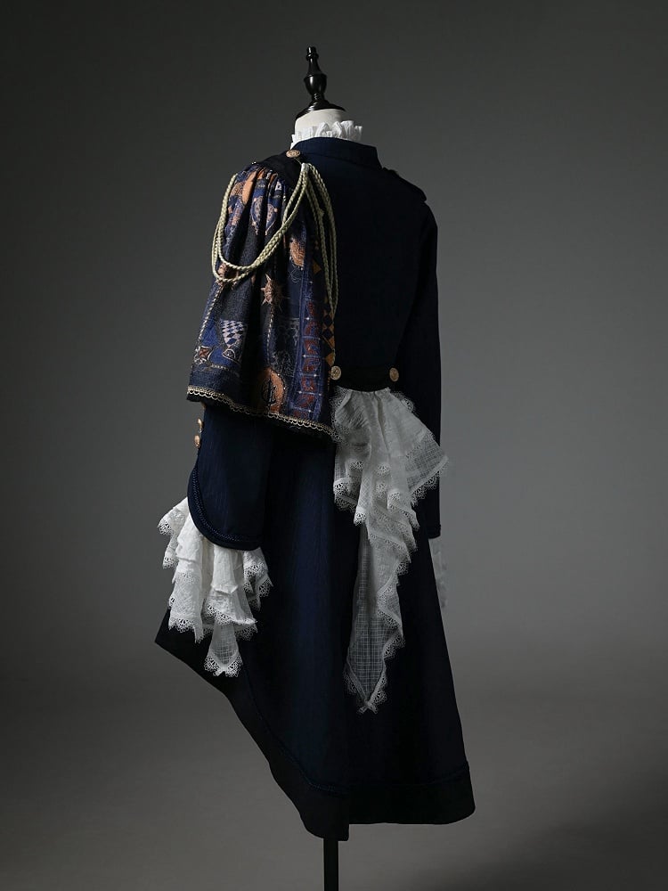 Dark Knight Top Long + Fashion Outfit Ouji - Ärmel Lolita Weiß