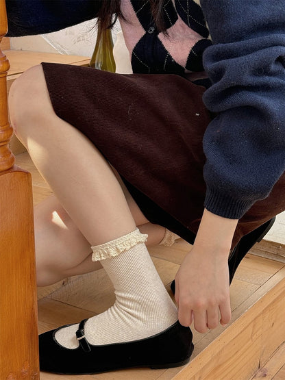 Options Sweet Calf Lace-Trimmed 7 Socks