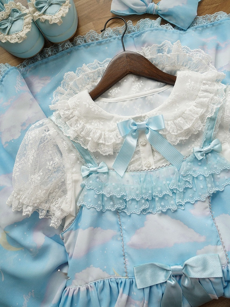 Bluse Peter Ärmel Kragen Pan Weiß Lolita Kurz