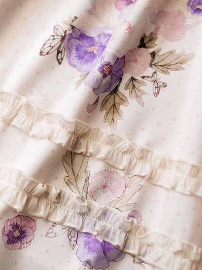 Purple Floral Polka Dot Classic Dress - Forest Wardrobe