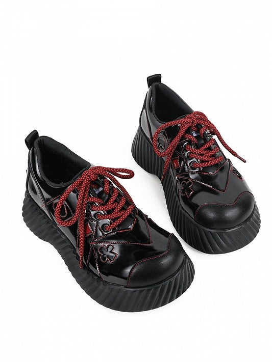 Lace-up Suit Decor Club with Black Shoes Closures Punk Platform Red