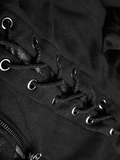 Asymmetric Sweater Black Coat Diagonal Punk Hem