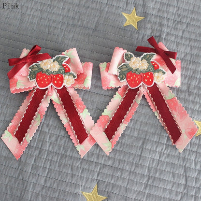 Pink/Blue/Green/Purple Hairclips Design Strawberry Bowknot