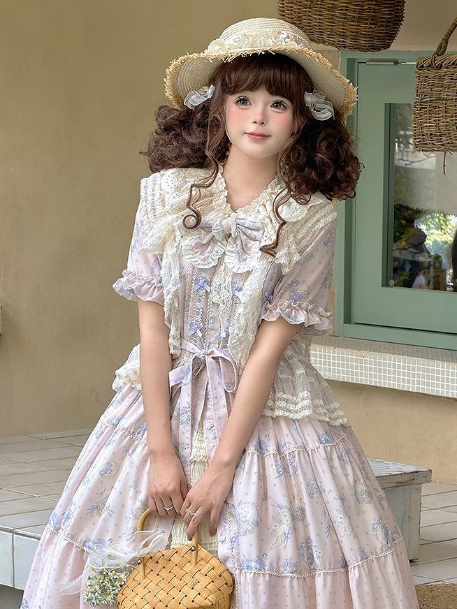 Beige Open Placket Dotted Tulle Top - Miss Point