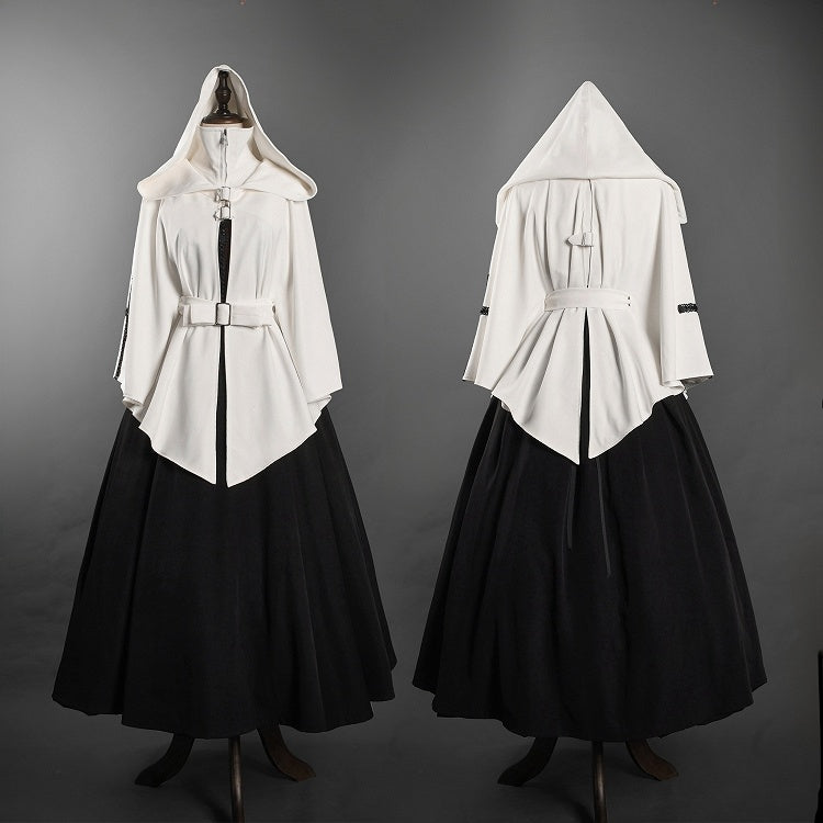 White Gothic Nun Lolita Hooded Cape Coat