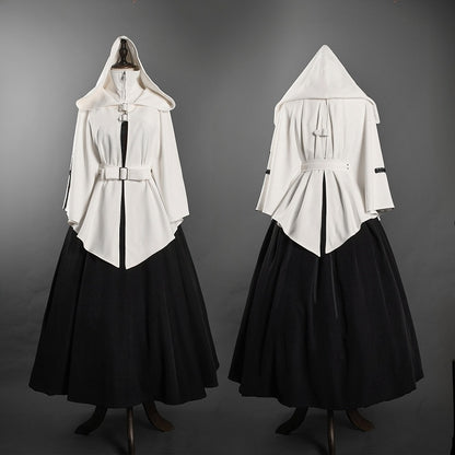 White Gothic Nun Lolita Hooded Cape Coat
