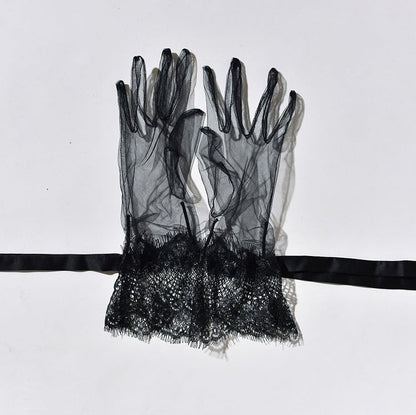 Schwarz / Handschuhe Weiß Lila Rot