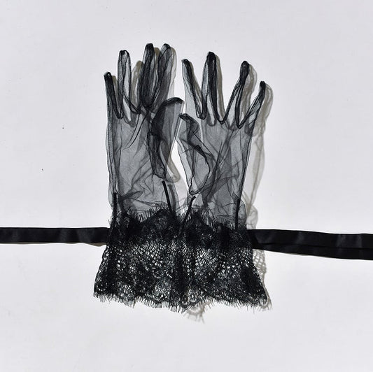 Schwarz / Handschuhe Weiß Lila Rot