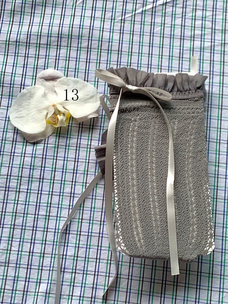 Spitzenbesatzsocken Weiß/Milchig Schleife Lolita Weiß/Schwarz/Rot/Lila/Grau/Braun