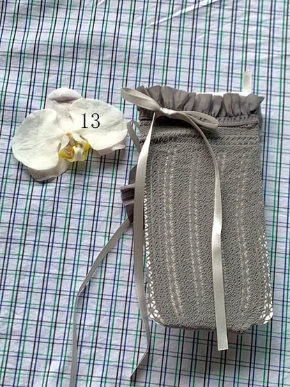 Spitzenbesatzsocken Weiß/Milchig Schleife Lolita Weiß/Schwarz/Rot/Lila/Grau/Braun