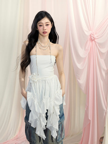 ストラップレストップ ホワイトハンカチヘム グラマラス