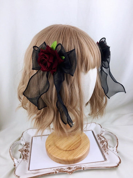 Hair (Set of Rose Bow Clips 2 Sheer