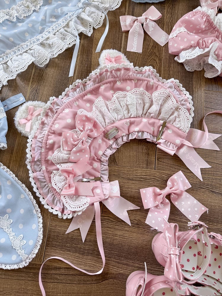 Muster Ohren Blau Rosa Motorhaube Polka-dot Schwarz / Rot Bunny