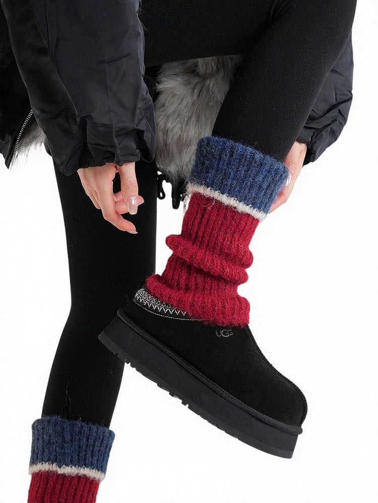 Knit Colorblock Design Leg Warmers - ModaSwings