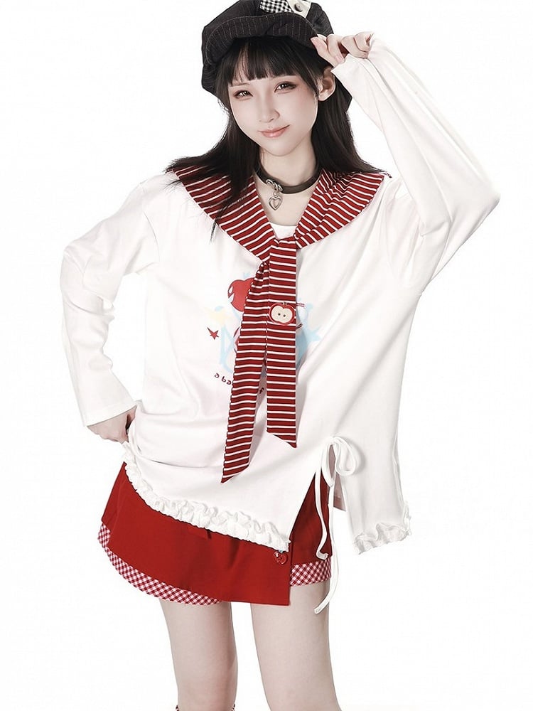 Red Gingham Asymmetric Skort - PINK SAVIOR